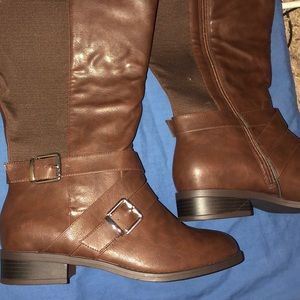 Brown Wide Calf Knee Boots